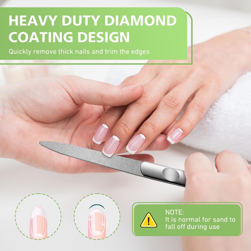 BALUCA Stainless Steel Diamond Nail File for Natural Acrylic Nails,