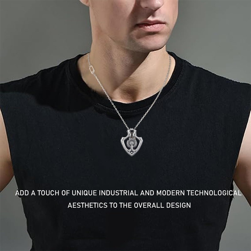 GAUEIOUR Mechanical Rotatable Gear Pendant Necklace,Luxury Pendant, Retro Punk Necklace,