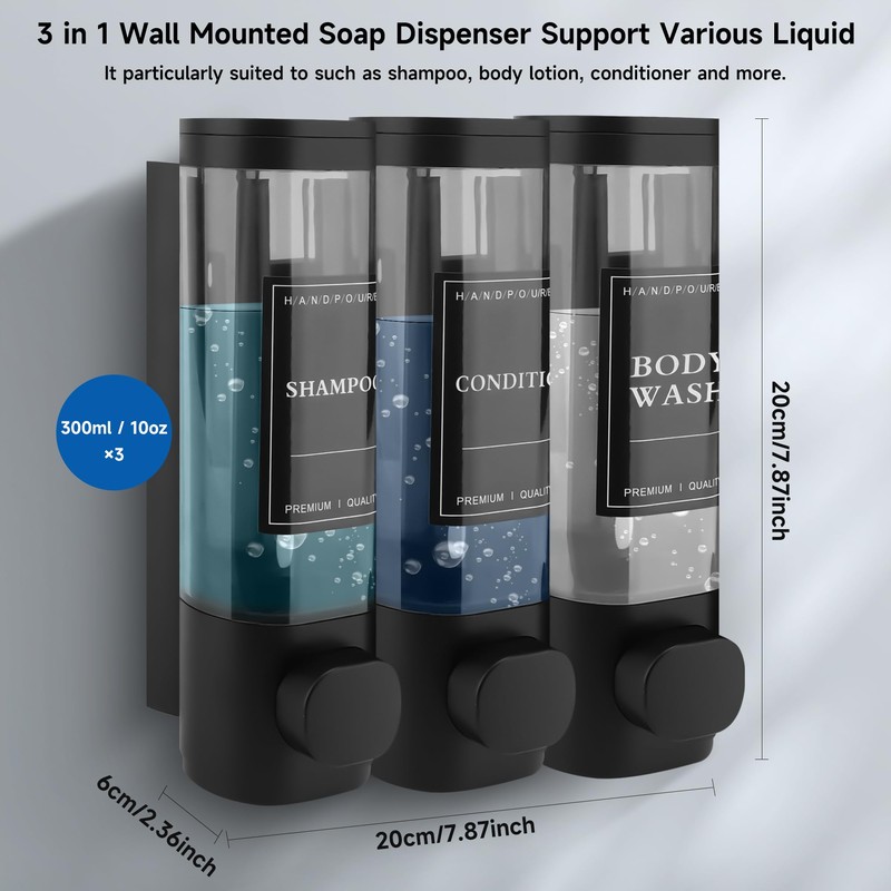 MEKOTRIN Soap Dispenser, Shampoo and Conditioner Dispenser, Shower Soap Dispenser