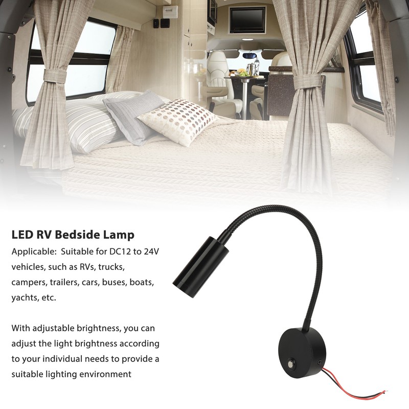 LED Reading Light DC12 to 24V Touch Adjustment USB Charging