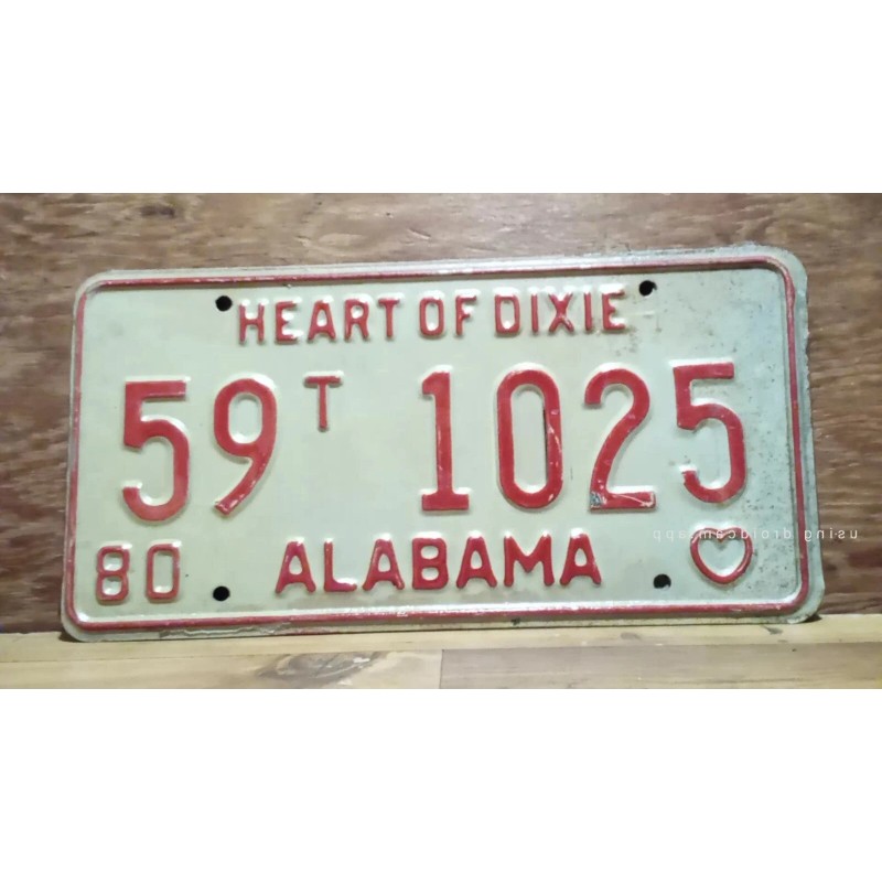Vintage 1980 ALABAMA License Plate Antique Car Tag