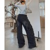 Lafaguw Women's Cargo Pants Low Waist Baggy Jeans Y2K Pocket