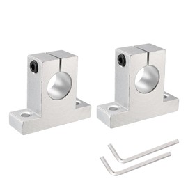 uxcell 2pcs SK20 Aluminum Linear Rod Rail Shaft Support for 20mm Diameter Shaft, Linear Motion Rail Guides Mounting Bracket for CNC Machine, 3D Printer, Automation Equipment, Silver Tone