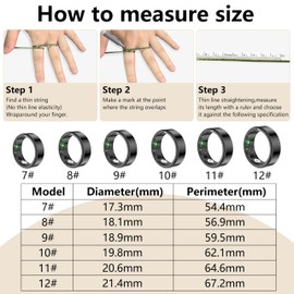 Thin Smart Ring for Fitness & Health Tracking -Pedometer,Sleep/Heart Rate/Blood Oxygen Monitor, Gesture Control / 5ATM Waterproof -No APP Subscription Compatible with Smart Phone (Black, 9)