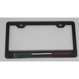 Exotic Carbon Fiber Italy Colors Stripe Carbon Fiber license Plate Frame 2x2 Gloss 2 Hole