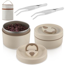 Honeydak 2 Pcs Fishing Bait Container Stainless Steel Insulated Live Bait Storage with a Handbag and 2 Tweezers Worm Bait Holder Storage Box to Keeps Bait Fresh and Alive