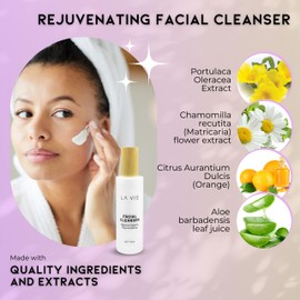 La Vie Rejuvenating Facial Cleanser – Anti-Aging with Caffeine, Aloe Vera, Lavender – Face Wash for Women – Cleanser Face Wash – 100ml/3.38Fl Oz