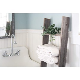 BarnwoodUSA Rustic Farmhouse Blanket Ladder - Our 5 ft Ladder can be Mounted Horizontally or Vertically and is Crafted from 100% Recycled and Reclaimed Wood | No Assembly Required