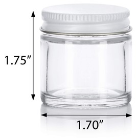 Clear Thick Glass Straight Sided Jar with White Metal Airtight Lid - 1 oz / 30 ml (6 pack) + Spatulas