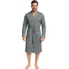NY Threads Men's Robe Cotton Blend Knit Bathrobe, Large, Grey