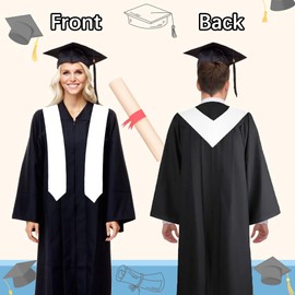 KQNBI White Graduation Stole 70" Plain Graduation Sash Unisex Adults Graduation Stole Class of 2025 Stole for Graduation Plain Graduation Stoles Stole Graduation Sashes and Stole Graduation Scarf