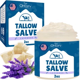 Beef Tallow Salve – All Natural Grass Fed Beef Tallow & Honey All Purpose Balm – Moisturizing Body Salve Great for Eczema, Cracked, Dry, Itchy, Irritated Skin – Skin Repair Skincare Made in USA