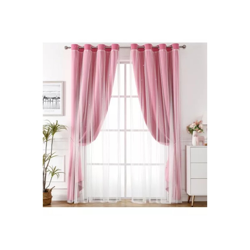 Quioo Store Cortinas Blackout Con Estrellas De 132x240 Cm P/niños