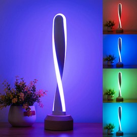 LONRISWAY Table Lamp RGB Wood lamp Bedside Lamp 7 Color-Changing Light, Natural Beech Night Light for Living Rooms and Bedrooms Creative Home Decor, Unique House warmging Gift