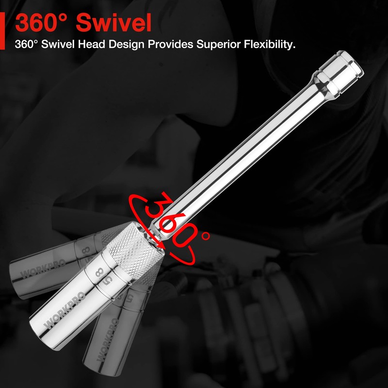 WORKPRO 5/8" Magnetic Spark Plug Socket with Magnetic Design, Swivel