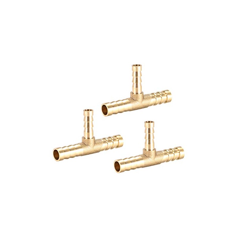 sourcing map Tee Brass Barb Fitting Reducer 3 Way, Fit