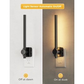 L LOHAS LED Night Light, [1 Pack] Black Vanity Night Light Plug into Wall 0-200LM, Dusk to Dawn Sensor, 2 W Dimmable Night Lights, Soft White 3000K, Modern Nightlight for Bathroom Mirror Restroom