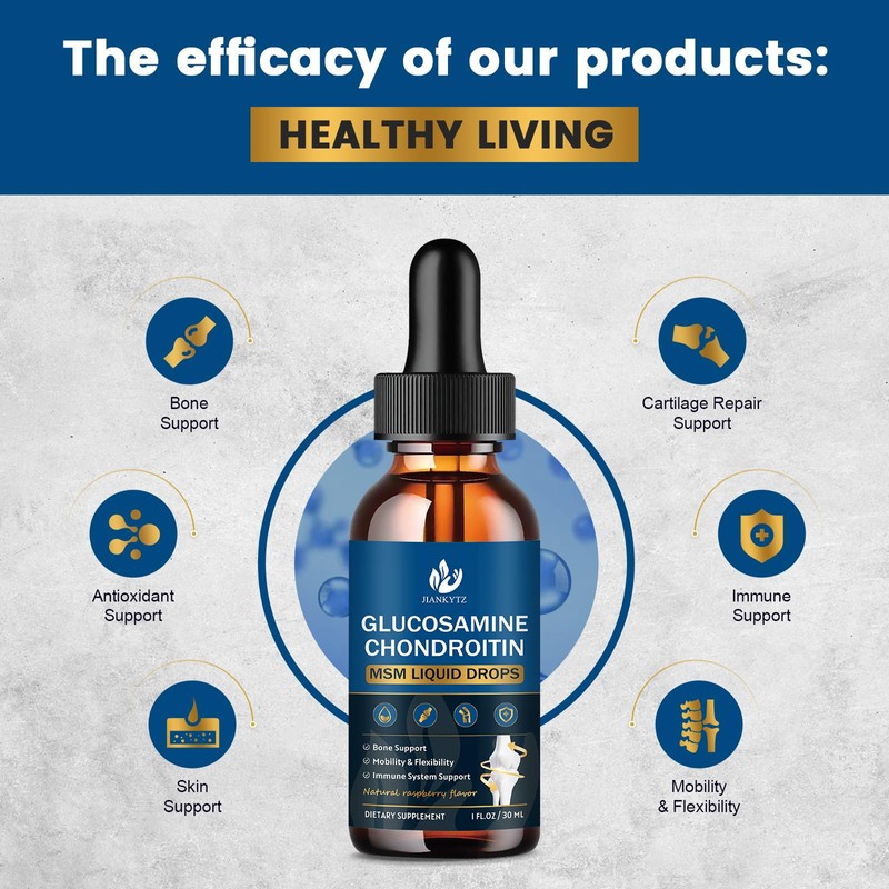 JIANKYTZ (2 Pack) Glucosamine Chondroitin MSM Liquid Drops, High Absorption,