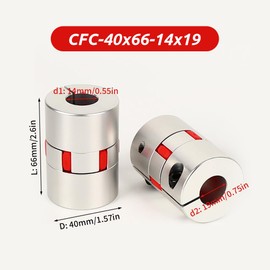 14 mm to 19 mm Flexible Shaft Coupling, Diameter 40 mm Length 66 mm Aluminium Motor Connector Flexible