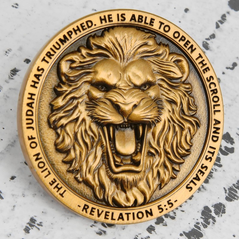 Lion of Judah Challenge Coin - 5-Pack Religious Coins with