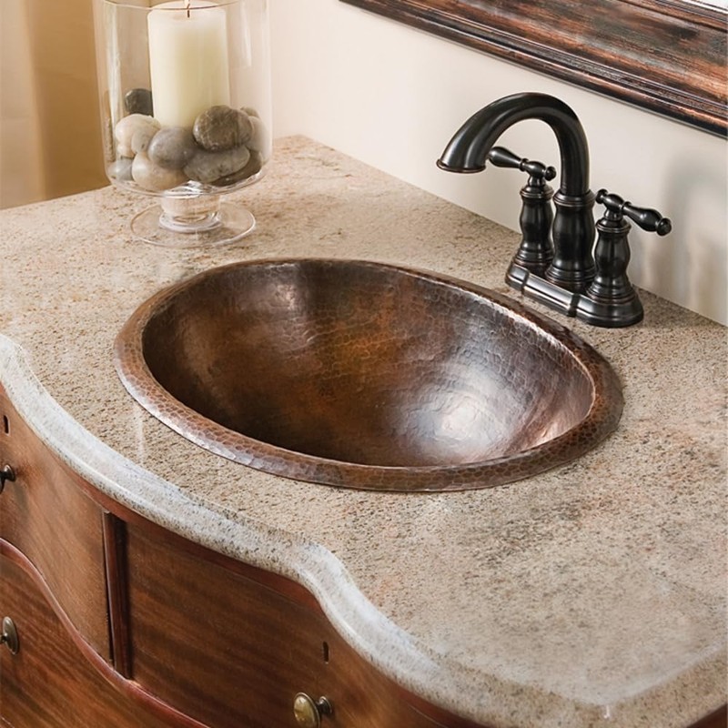 Schrodinger Copper 19" Oval Dual Flex Bath Sink with Care