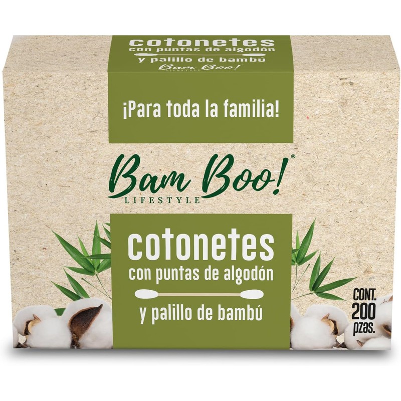 Cotonetes de Bambú Hisopos de Algodón 200 Pz Bam Boo!