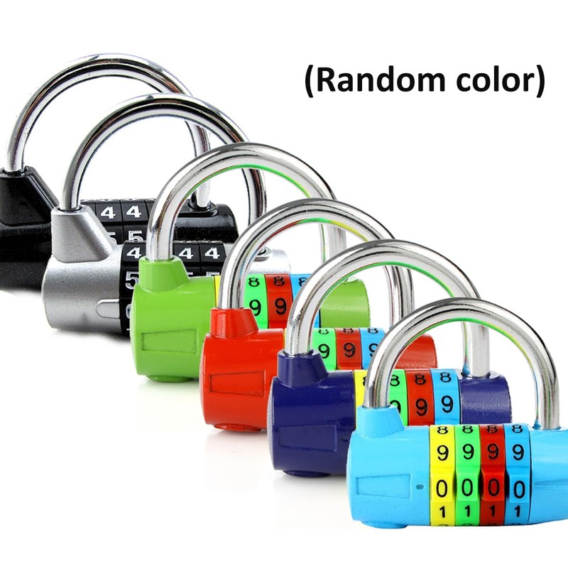 4-Digit Combination Padlock, Colourful Dials Security Password Lock for Gym,
