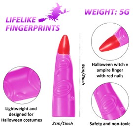 Gejoy 20 Pcs Witch Finger for Kids Reading Eye Finger Puppets Witches Cosplay Accessories Eyes Fake Vampire Nails for Party Cosplay
