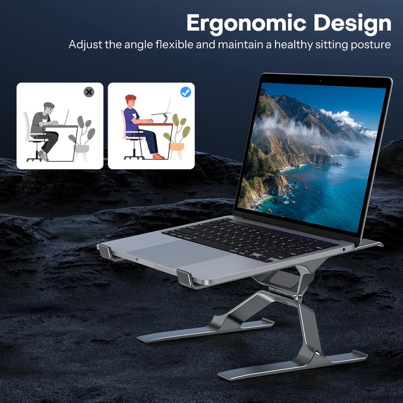 OMOTON More Stable Laptop Stand, Aluminum Adjustable Laptop Holder Stand