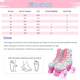 YYW Roller Skates for Girls and Women, Cute White PU Leather Light Up Kids Youth Girls Indoor Outdoor Roller Skates Ages 6-12 (White,34-Youth 3)