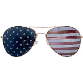 OWL Flag Aviators July 4th Sunglasses for Women and Men UV400 Gold Frame