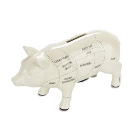 Balvi Cuts of Pork Piggy Bank Colour White 20cm Long Piggy Bank Design Butcher Style The Flei