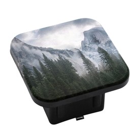 Swono Fir Trees Hitch Tube Cover 2 Inch,Winter Snowy Jungle Wood Fir Mountains Anti-Loss Rubber Receiver Tube Hitch Plug Car Exterior Accessories Fits for Pickup Trucks and Cars