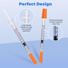 1ml Plastic Syringe, Syringes 31G 5/16" 8mm 1cc Inch, Individually Packed 25 Pack