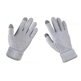 QGSIWEI Womens Winter Gloves, Warm Fleece Lined Winter Gloves, Touchscreen Gloves, Elastic Cuff Knit Wool Gloves for Women (Grey)