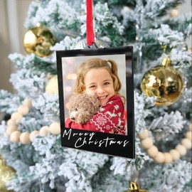 Juego de 6 marcos de fotos de acrílico Polaroid de Navidad de 3.5 x 4.2 pulgadas, marcos de fotos en blanco de doble cara para decoración de árbol de Navidad, adornos de fotos colgantes para árbol