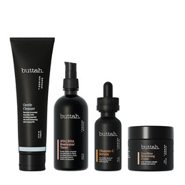 Kit Buttah Skin Supreme para piel rica en melanina | Crema revitalizante CocoShea 2 oz | Suero de Vitamina C 1 oz | Limpiador 3.4 oz | Tónico de agua 