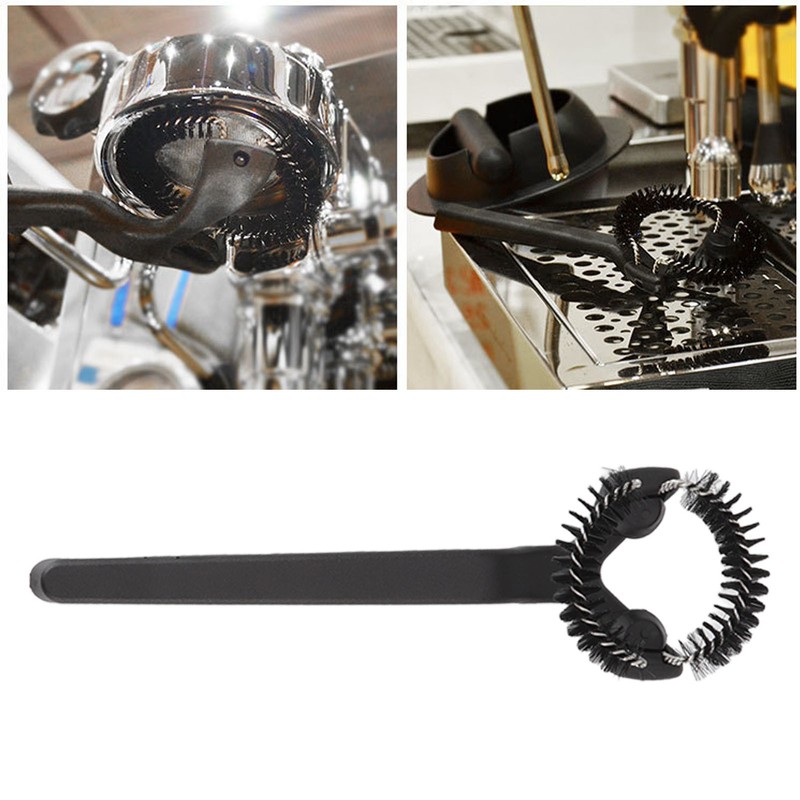 Grouphead Cleaning Brush Detachable Plastic Handle Nylon Bristle Round Coffee