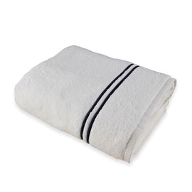 Maisonette Loft Baratta Egyptian Cotton Turkish Bath Towels, Soft & Absorbent, Ideal Quick Dry Large Bathroom Towel Set for Shower (30" x 58", 4 Pack) - White, Navy Striped