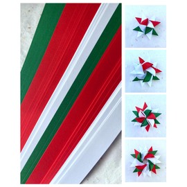 Red, Green, White Paper Strips for German, Froebel, Moravian Stars & Weaving (100 strips) (1/2 inch)