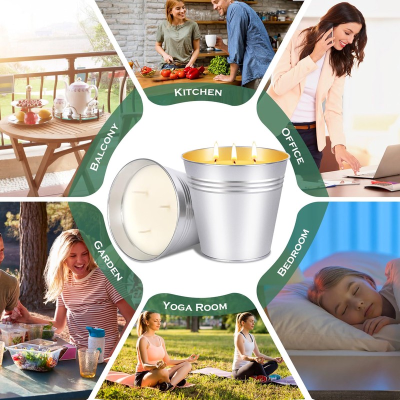 Citronella Candles Outdoor Indoor, 28oz Natural Lemongrass Soy Wax Bucket