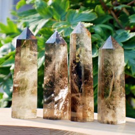 Smoky Quartz Tower Point Obelisk Healing Crystal Mineral Specimens Home Decor
