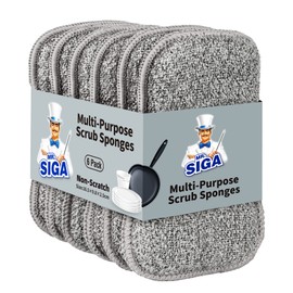 MR.SIGA MR.SIGA Dual-Sided Scrub Sponges, Long lasting, Reusable Dishwashing Sponges for Kitchen, 6 Pack