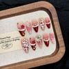10Pcs Red French Tip Press on Nails Handmade Christmas Fake