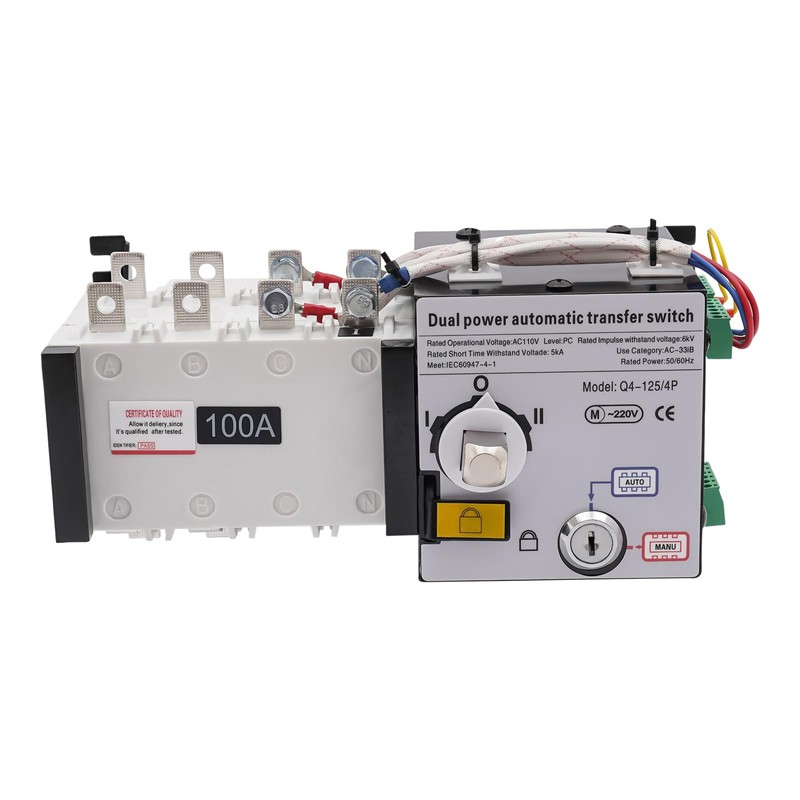 100AMP Dual Power Automatic Transfer Switch ATS, 4P 50/60Hz, Changeover