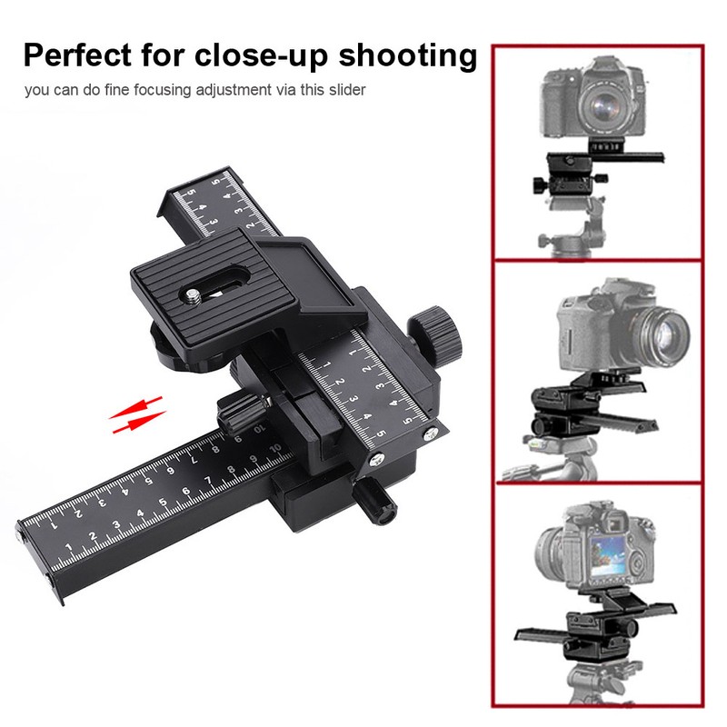 4 Way Macro Focusing Rail Slider with 1/4" Mounting Screw