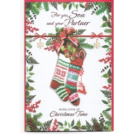 Christmas Card For Son and His Partner 23 x 15 Cm (9 x 6 inches) For You Son and Your Partner With Love at Christmas