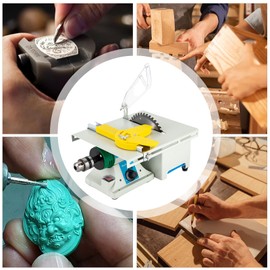 Table Saw, Gem Jade Grinder Polisher for Cutting Rocks, Rock Cutting Saw with Blade, Adjustable Speed Cutting Machine 800-10000rpm, Lapidary Saw for Cutting Grinding Engraving Polishing Drilling