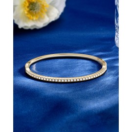 KSTYLE Moissanite Bangle Bracelets for Women, 14K Yellow Gold Plated 925 Sterling Silver Bracelet Jewelry Gifts for Girlfriend Wife Her (1.2 cttw, D Color, VVS1 Clarity)