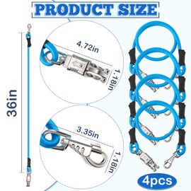 4 Pack Bungee Cross Ties Set Horse Trailer Tie Straps Bulk Bungee Cords with Snaps for Horse Trailer Accessories, 36 Inch Long (Sky Blue)